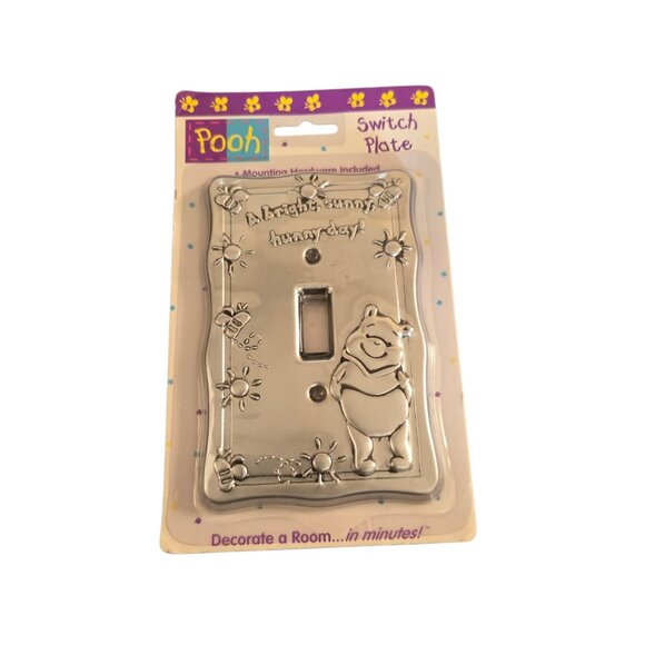 DISNEY WINNIE THE POOH Light Switch Plate Cover Silver NEW NIP #47153 Single - Picture 1 of 11
